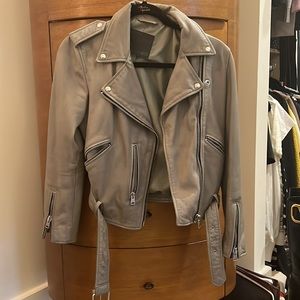 ALLSAINTS Balfern Leather Biker Jacket in Gray